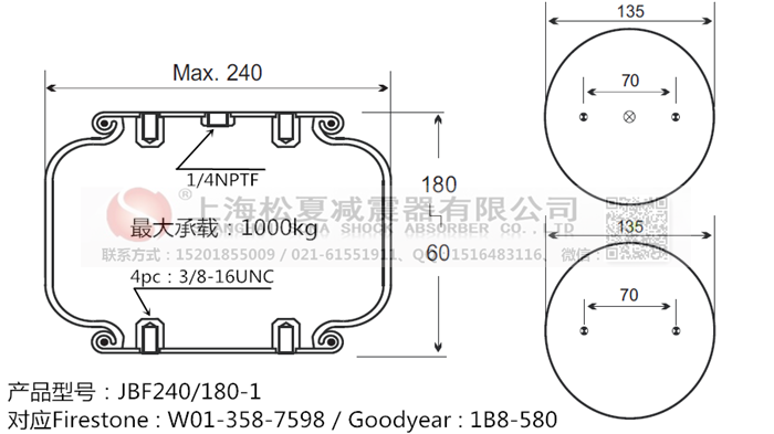 JBF240-180-1橡膠<a href='http://www.newtonghua.com.cn/' target='_blank'><u>空氣彈簧</u></a>