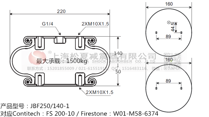 JBF250/140-1橡膠<a href='http://www.newtonghua.com.cn/' target='_blank'><u>空氣彈簧</u></a>