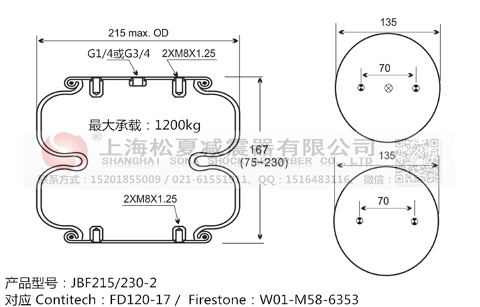 JBF215/230-2橡膠<a href='http://www.newtonghua.com.cn/' target='_blank'><u>空氣彈簧</u></a>