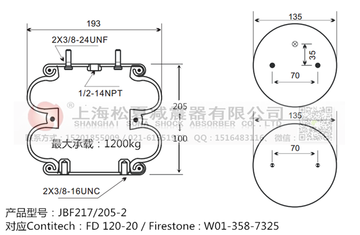 JBF217/205-2橡膠<a href='http://www.newtonghua.com.cn/' target='_blank'><u>空氣彈簧</u></a>