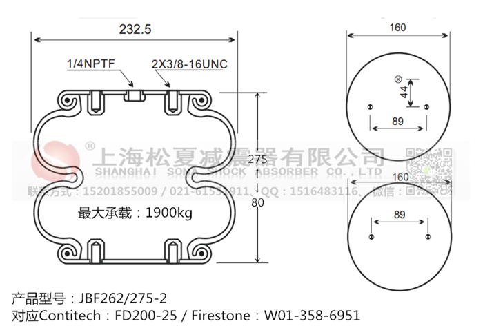 JBF262/275-2橡膠<a href='http://www.newtonghua.com.cn/' target='_blank'><u>空氣彈簧</u></a>